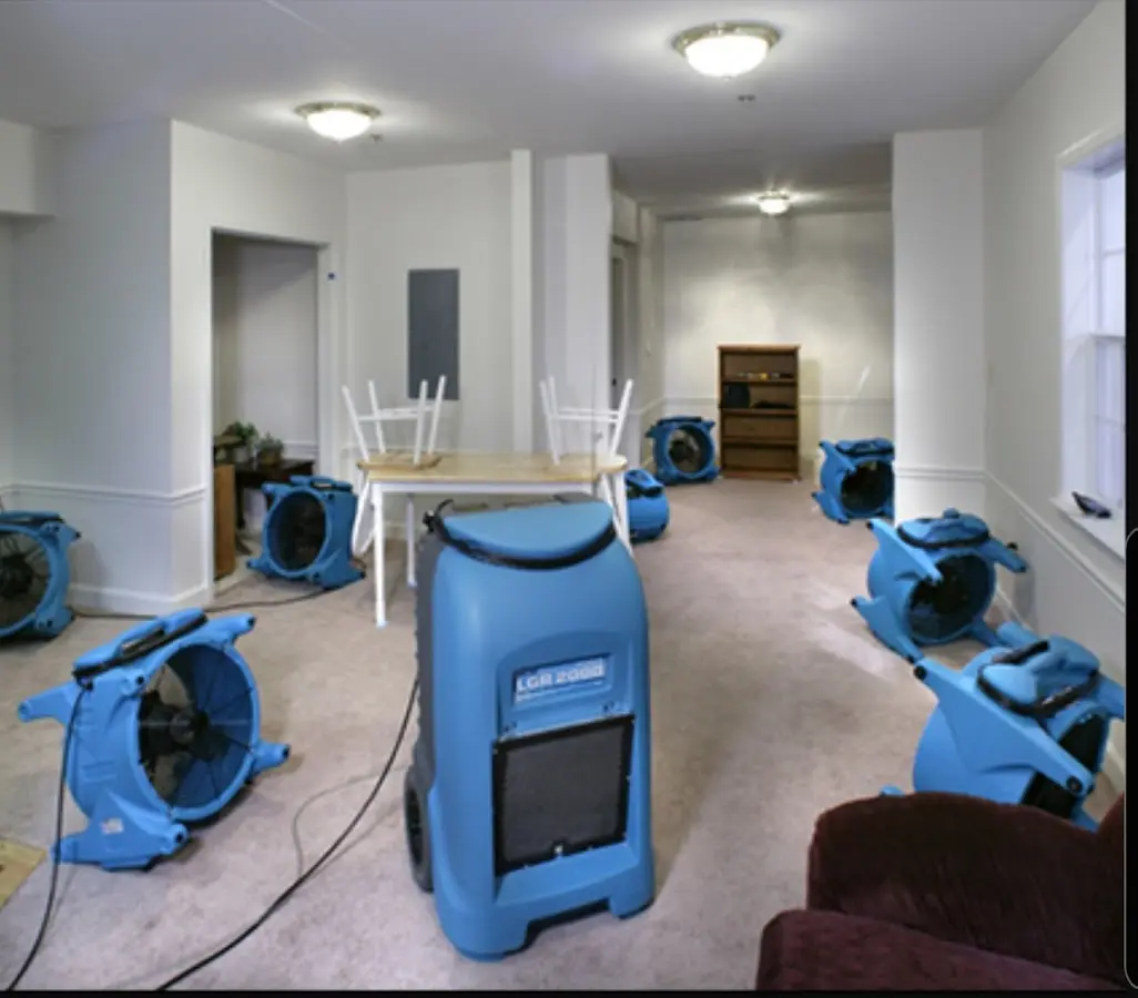 Air movers and dehumidifier setup for Water Damage Restoration in Moab